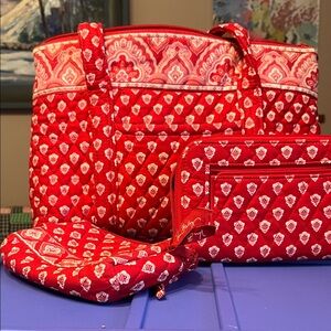 Vera Bradley Red and White Tote Bag Set